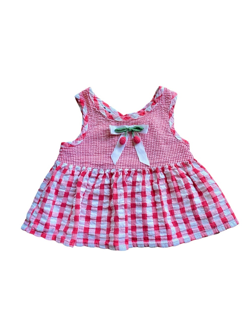 Vintage seersucker Zoey brand 90s Y2K cherry dress